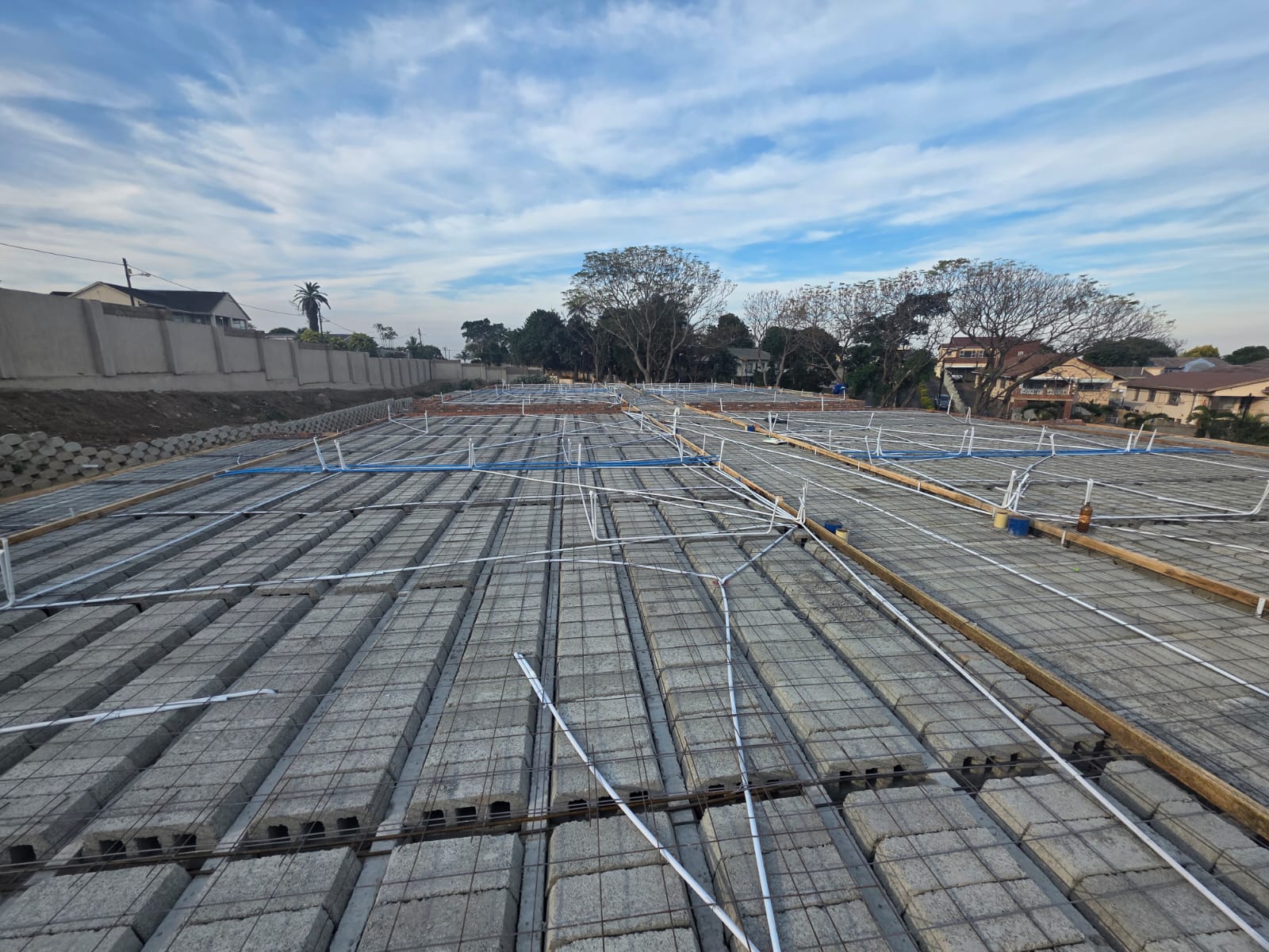 Beams and infill blocks laid before concrete pour